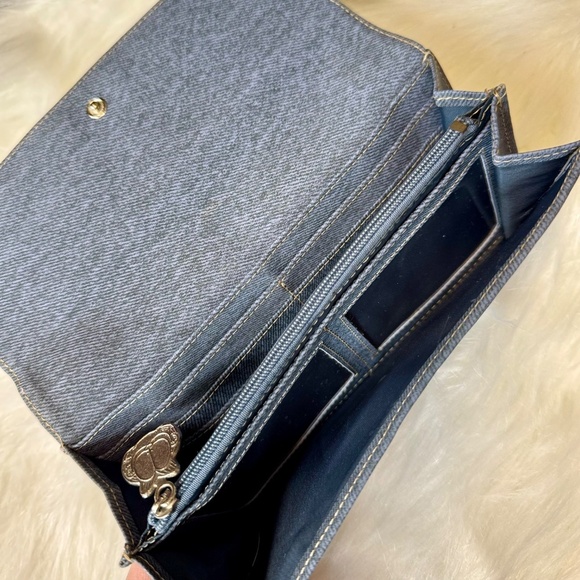 Garfield Faux Denim Long Flap Wallet with Engraved Front - Picture 5 of 15